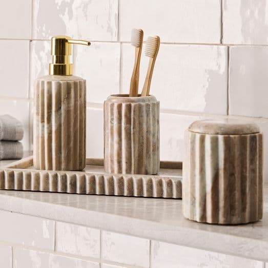 Fluted Marble Bath Accessories