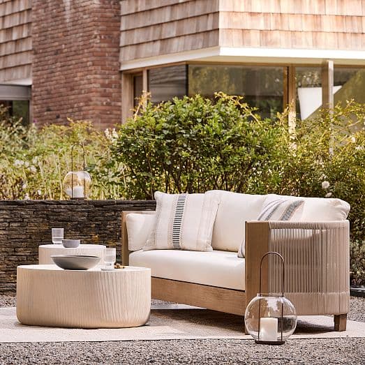 Outdoor Natural Split Stripe Pillow