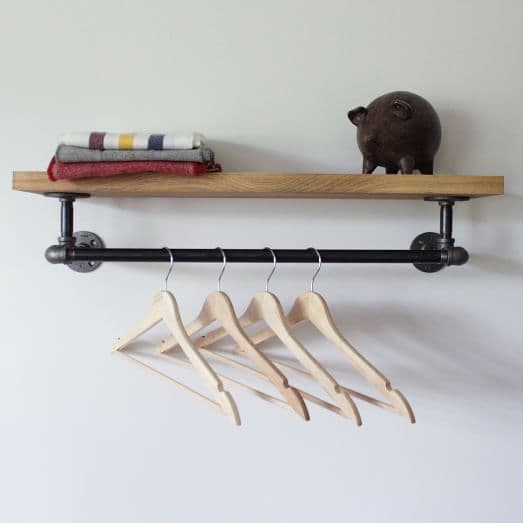 Monroe Trades Wood Shelf w_ Hanging Bar