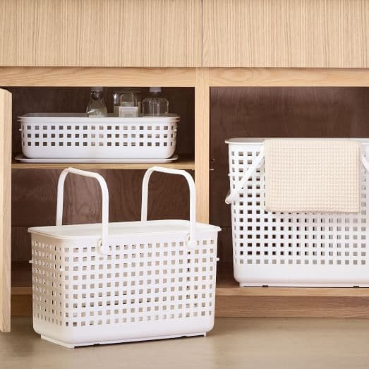 Stackable Plastic Baskets w_ Lid